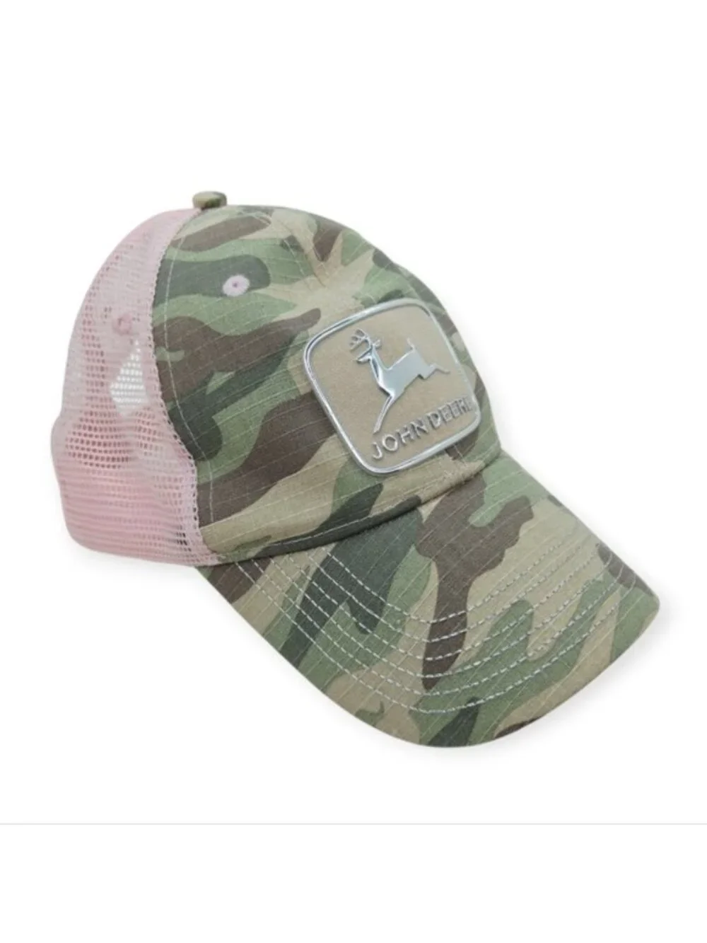 John Deere Camo & Pink Snap Back Trucker Hat Baseball Cap One Size Fits Most